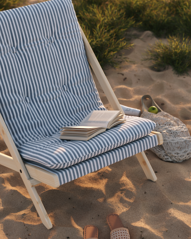 deckchair BOOGIE - lehátko (skládací) - barva: neošetřené (bez oleje, bez laku), rozměr: 65x88x75 cm, barva futonu: beach blue