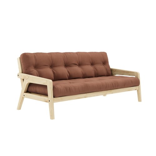 sofa GRAB natural pine (pohovka z borovice) - Barva: karup natural, barva futonu: clay brown 759