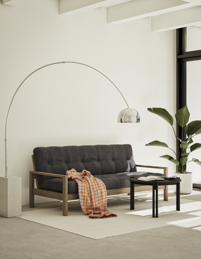 sofa KNOB natural pine (pohovka z borovice) - Barva: karup natural, barva futonu: natural 701