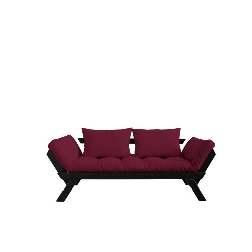 sofa BEBOB natural pine (pohovka z borovice) - Barva: karup black, barva futonu: bordeaux 710