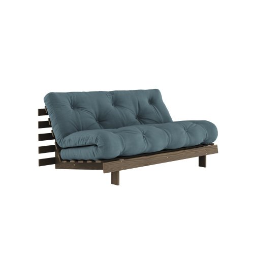 sofa ROOT natural pine (pohovka z borovice) - Barva: karup carob, rozměr: 160*200 cm, barva futonu: petrol blue 757