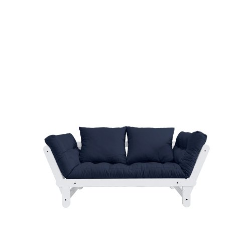sofa BEAT natural pine (pohovka z borovice) - Barva: karup white, barva futonu: navy 737