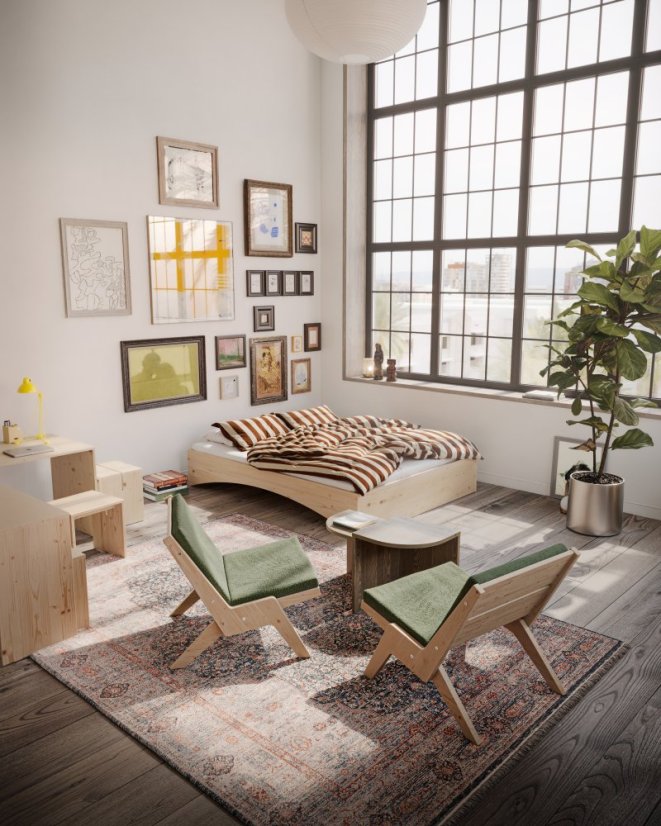 ORBIT BED natural pine (postel z borovice) - rozměr: 140*200 cm, Barva: karup natural