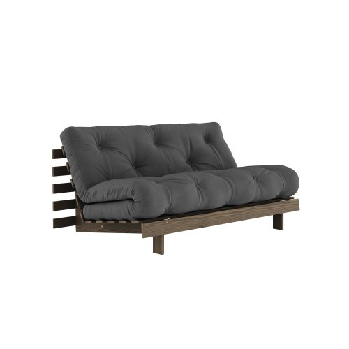 sofa ROOT natural pine (pohovka z borovice) - Barva: karup carob, rozměr: 160*200 cm, barva futonu: dark grey 734