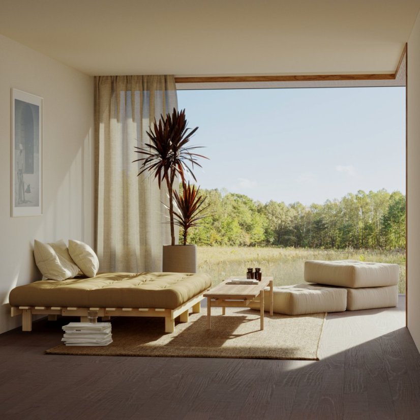 sofa LEAN natural pine (pohovka z borovice) - Barva: karup natural, barva futonu: natural 701