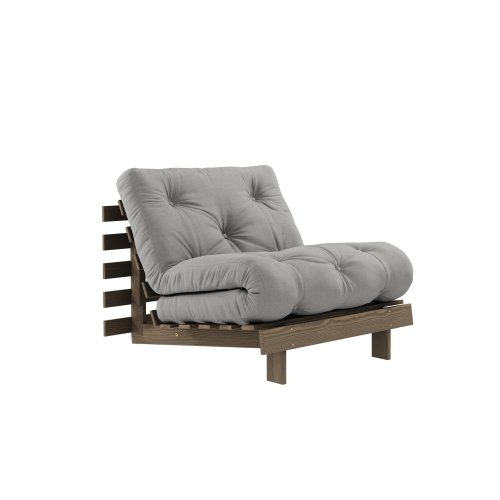 sofa ROOT natural pine (pohovka z borovice) - Barva: karup carob, rozměr: 90*200 cm, barva futonu: grey 746