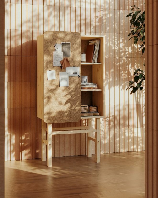 SLIDE CABINET W. PINBOARD