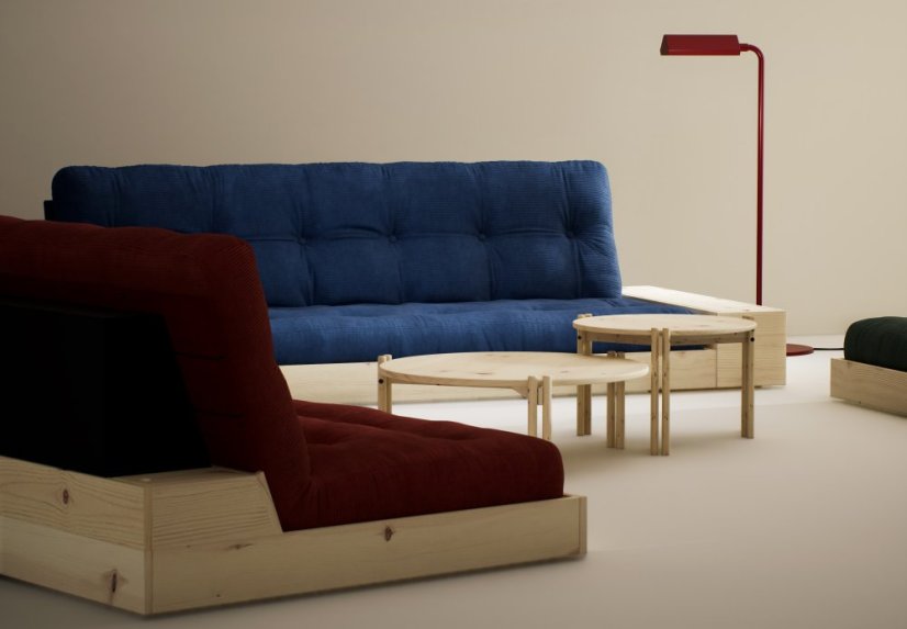 sofa BASE natural pine (pohovka z borovice) - barva: karup natural, barva futonu: beige 747