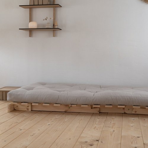 sofa ROOT natural pine (pohovka z borovice) - Barva: karup carob, rozměr: 90*200 cm, barva futonu: beige 747