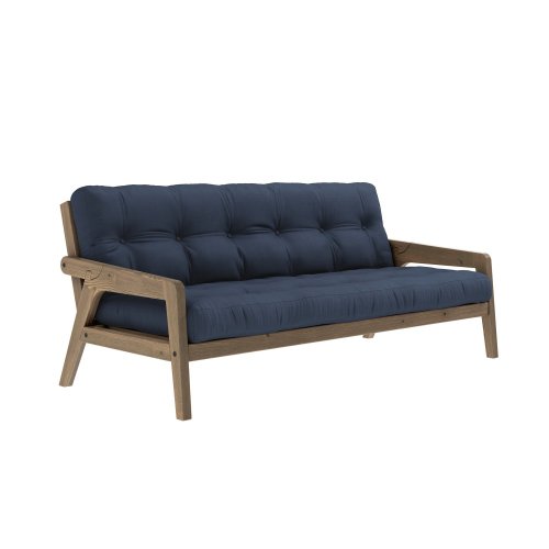 sofa GRAB natural pine (pohovka z borovice) - Barva: karup carob, barva futonu: navy 737