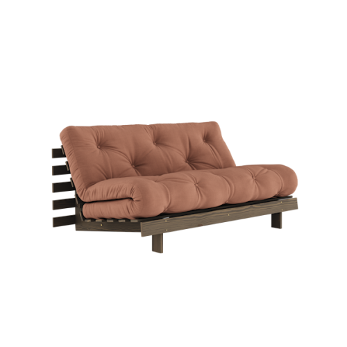 sofa ROOT natural pine (pohovka z borovice) - Barva: karup carob, rozměr: 160*200 cm, barva futonu: clay brown 759