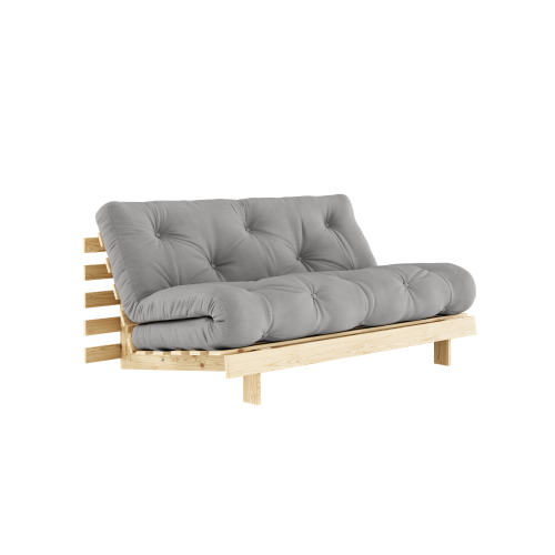 sofa ROOT natural pine (pohovka z borovice) - Barva: karup natural, rozměr: 160*200 cm, barva futonu: grey 746