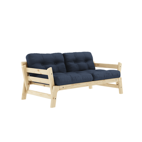 sofa STEP natural pine (pohovka z borovice) - Barva: karup natural, barva futonu: navy 737