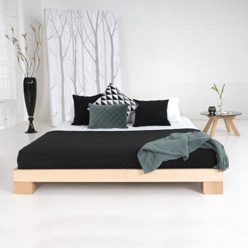 CUBE Double Bed (postel z buku) - barva: natural (lněný olej), rozměr: 200x140x16 cm