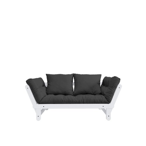sofa BEAT natural pine (pohovka z borovice) - Barva: karup white, barva futonu: dark grey 734