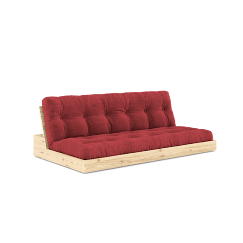 sofa BASE natural pine (pohovka z borovice) - Barva: karup natural, barva futonu: ruby red 518