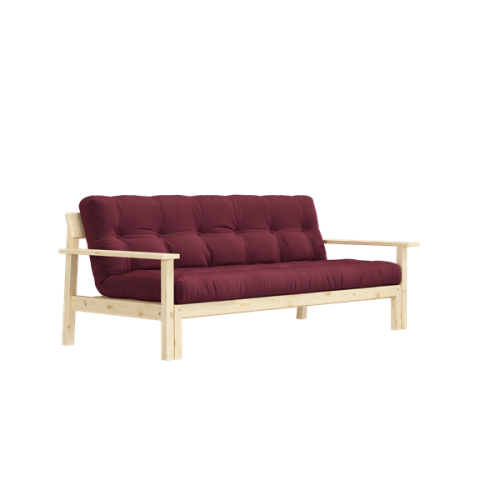 sofa UNWIND natural pine (pohovka z borovice) - Barva: karup natural, barva futonu: bordeaux 710