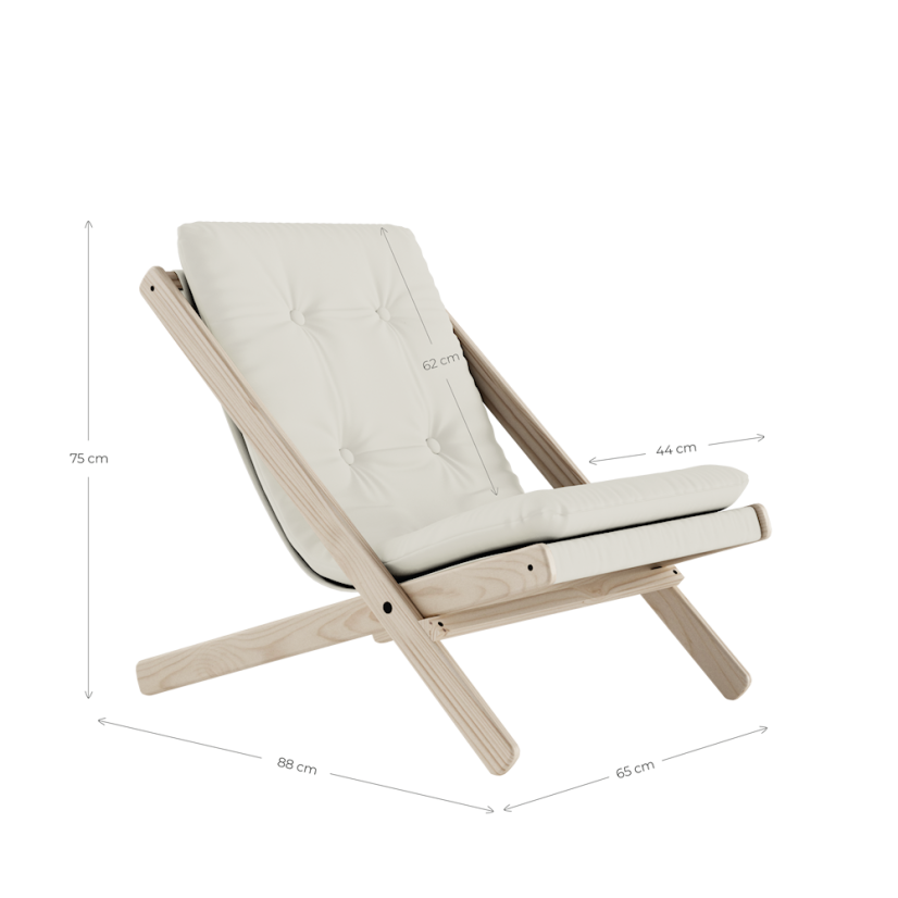 deckchair BOOGIE - lehátko (skládací) - barva: neošetřené (bez oleje, bez laku), rozměr: 65x88x75 cm, barva futonu: beach blue