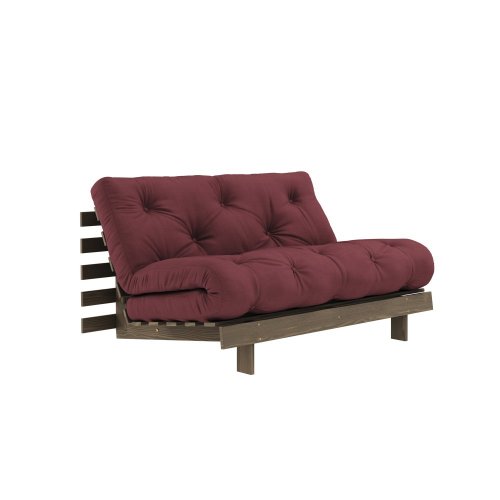 sofa ROOT natural pine (pohovka z borovice) - Barva: karup carob, rozměr: 140*200 cm, barva futonu: bordeaux 710