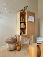 SLIDE CABINET W. PINBOARD
