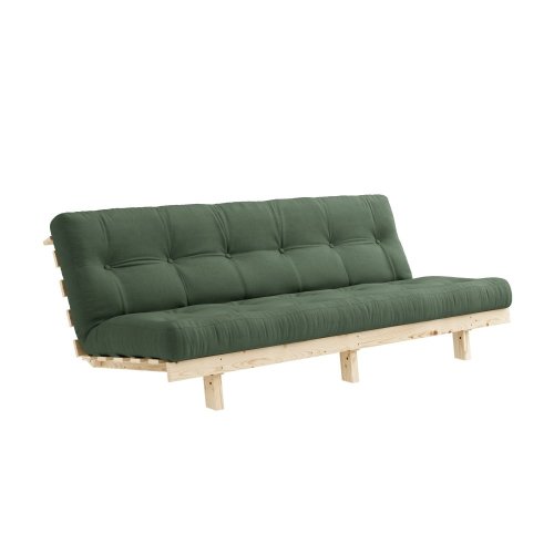 sofa LEAN natural pine (pohovka z borovice) - Barva: karup natural, barva futonu: olive green 756