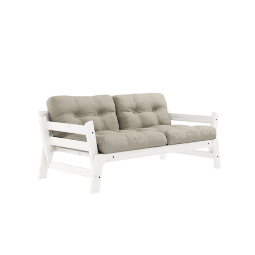 sofa STEP natural pine (pohovka z borovice) - Barva: karup white, barva futonu: linen 914