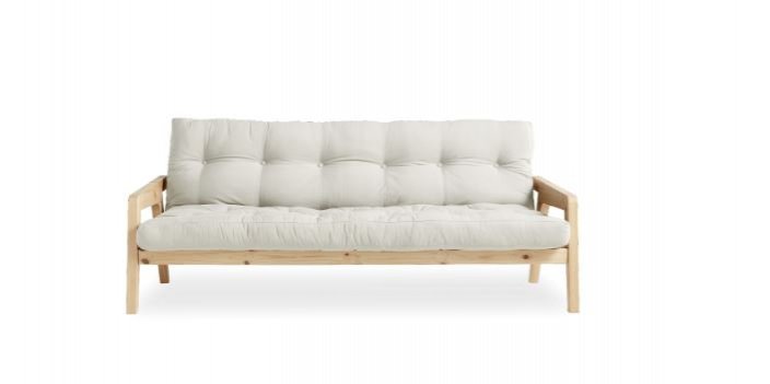 sofa GRAB natural pine (pohovka z borovice) - Barva: karup natural, barva futonu: bordeaux 710