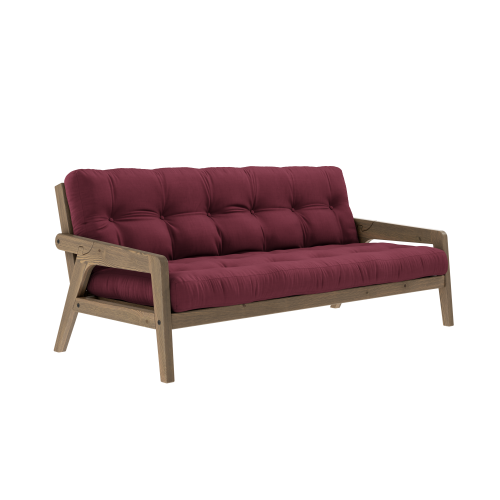 sofa GRAB natural pine (pohovka z borovice) - Barva: karup carob, barva futonu: bordeaux 710