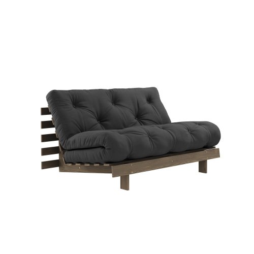 sofa ROOT natural pine (pohovka z borovice) - Barva: karup carob, rozměr: 140*200 cm, barva futonu: dark grey 734