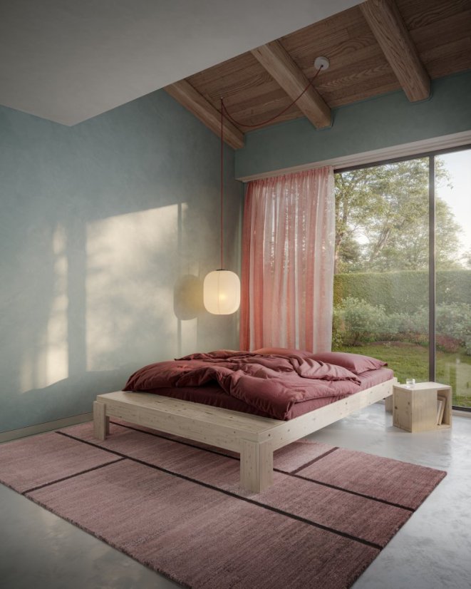 LAYERS BED BENCH natural pine (postel z borovice) - barva: karup natural, rozměr: 140*200 cm