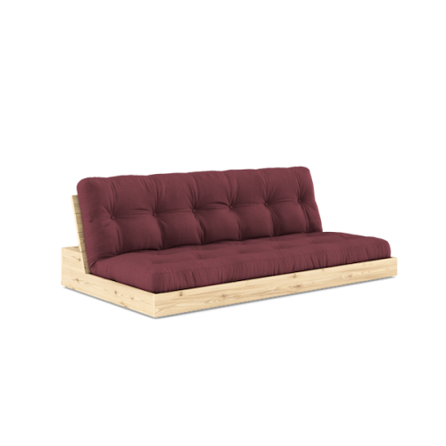 sofa BASE natural pine (pohovka z borovice) - Barva: karup natural, barva futonu: bordeaux 710