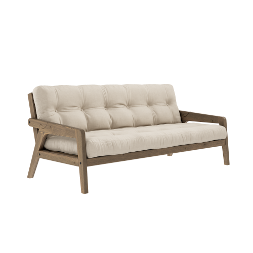sofa GRAB natural pine (pohovka z borovice) - Barva: karup carob, barva futonu: beige 747