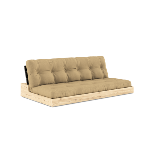 sofa BASE natural pine (pohovka z borovice) - Barva: karup black, barva futonu: wheat beige 758