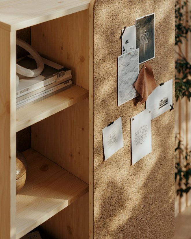 SLIDE CABINET W. PINBOARD