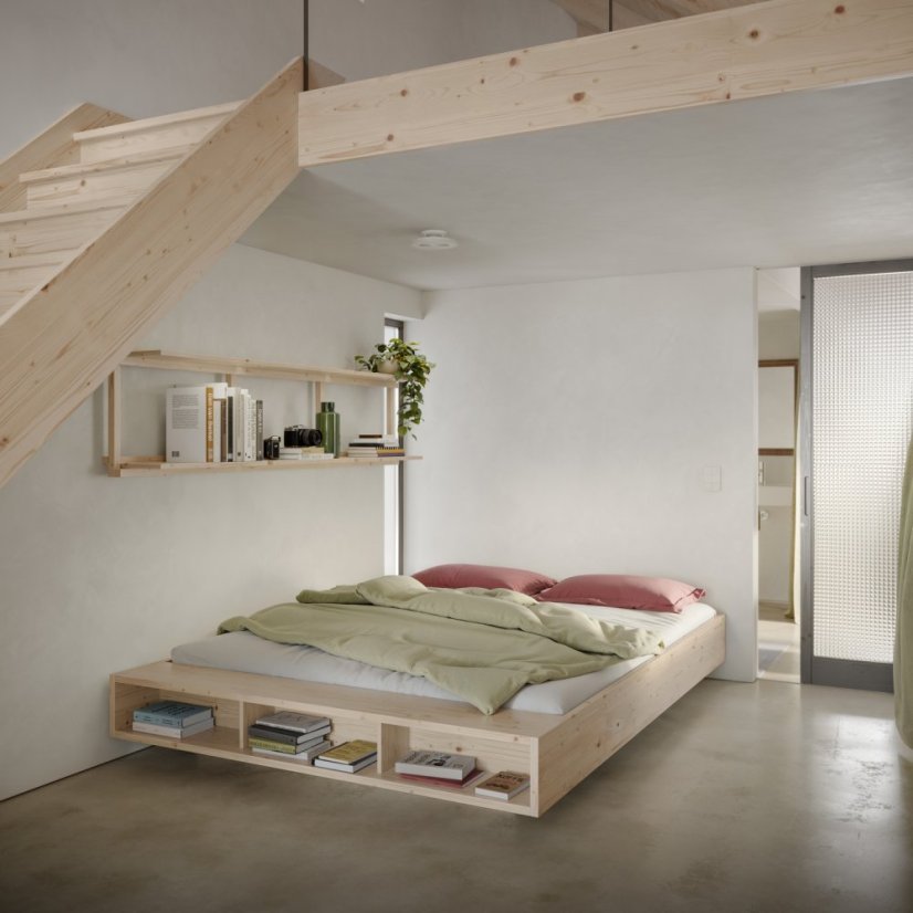 MERGE BED natural pine (postel z borovice) - barva: karup natural, rozměr: 90*200 cm