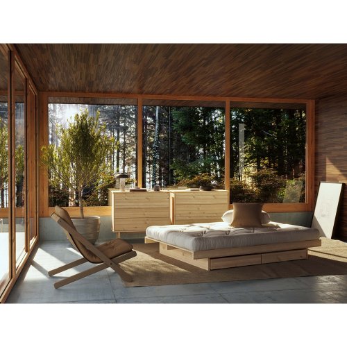 KANSO BED natural pine (postel z borovice) - rozměr: 160*200 cm, Barva: karup natural
