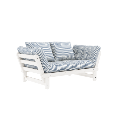 sofa BEAT natural pine (pohovka z borovice) - Barva: karup white, barva futonu: beach blue 611
