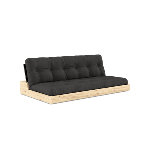 sofa BASE natural pine (pohovka z borovice) - Barva: karup natural, barva futonu: dark grey 734