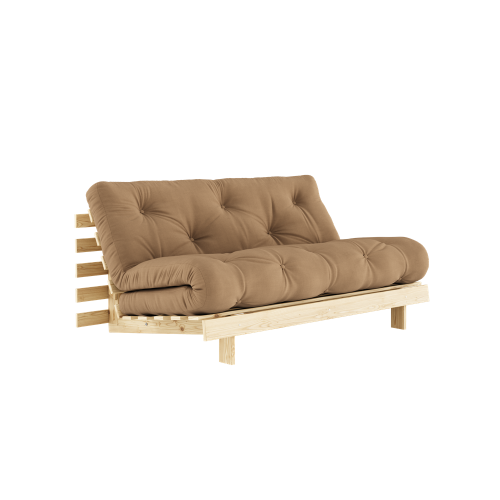 sofa ROOT natural pine (pohovka z borovice) - Barva: karup natural, rozměr: 160*200 cm, barva futonu: mocca 755