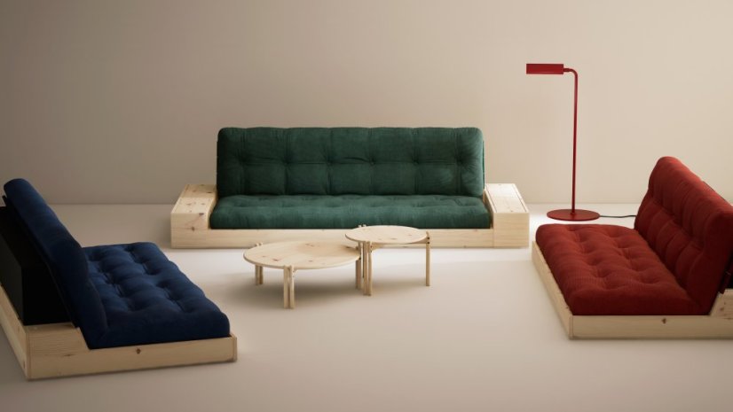 sofa BASE natural pine (pohovka z borovice) - barva: karup natural, barva futonu: beige 747