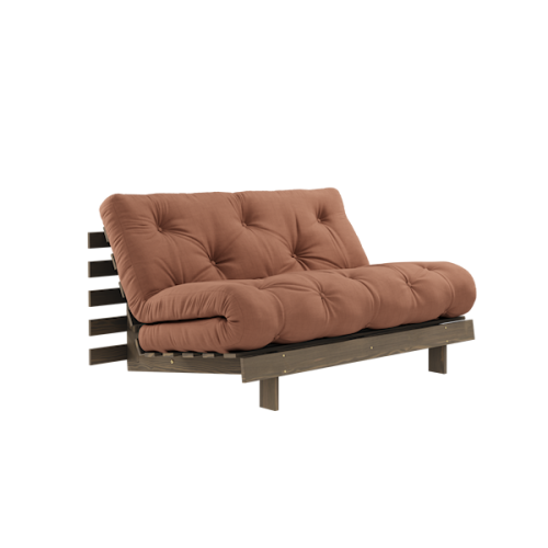 sofa ROOT natural pine (pohovka z borovice) - Barva: karup carob, rozměr: 140*200 cm, barva futonu: clay brown 759