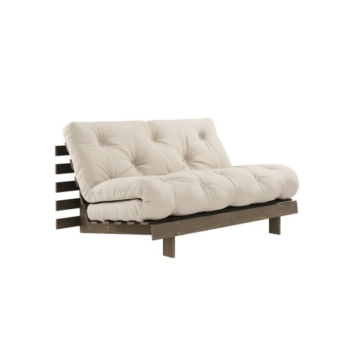 sofa ROOT natural pine (pohovka z borovice) - Barva: karup carob, rozměr: 140*200 cm, barva futonu: beige 747