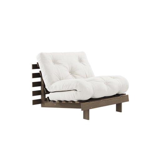 sofa ROOT natural pine (pohovka z borovice) - Barva: karup carob, rozměr: 90*200 cm, barva futonu: natural 701