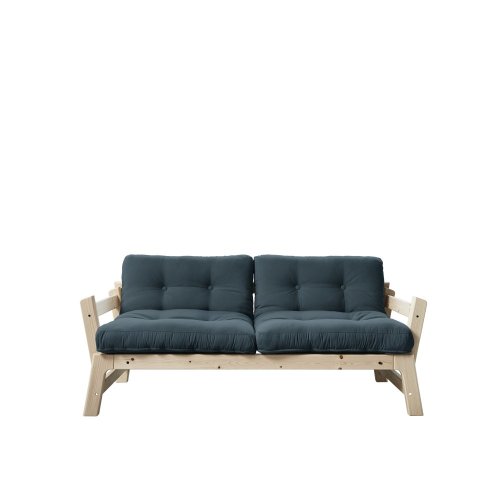 sofa STEP natural pine (pohovka z borovice) - Barva: karup natural, barva futonu: petrol blue 757
