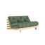 sofa ROOT natural pine (pohovka z borovice) - Barva: karup natural, rozměr: 160*200 cm, barva futonu: olive green 756