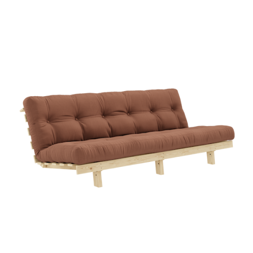 sofa LEAN natural pine (pohovka z borovice) - Barva: karup natural, barva futonu: clay brown 759