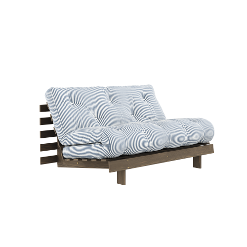 sofa ROOT natural pine (pohovka z borovice) - Barva: karup carob, rozměr: 140*200 cm, barva futonu: beach blue 611