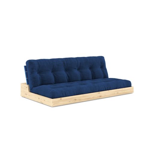 sofa BASE natural pine (pohovka z borovice) - Barva: karup natural, barva futonu: royal blue 517