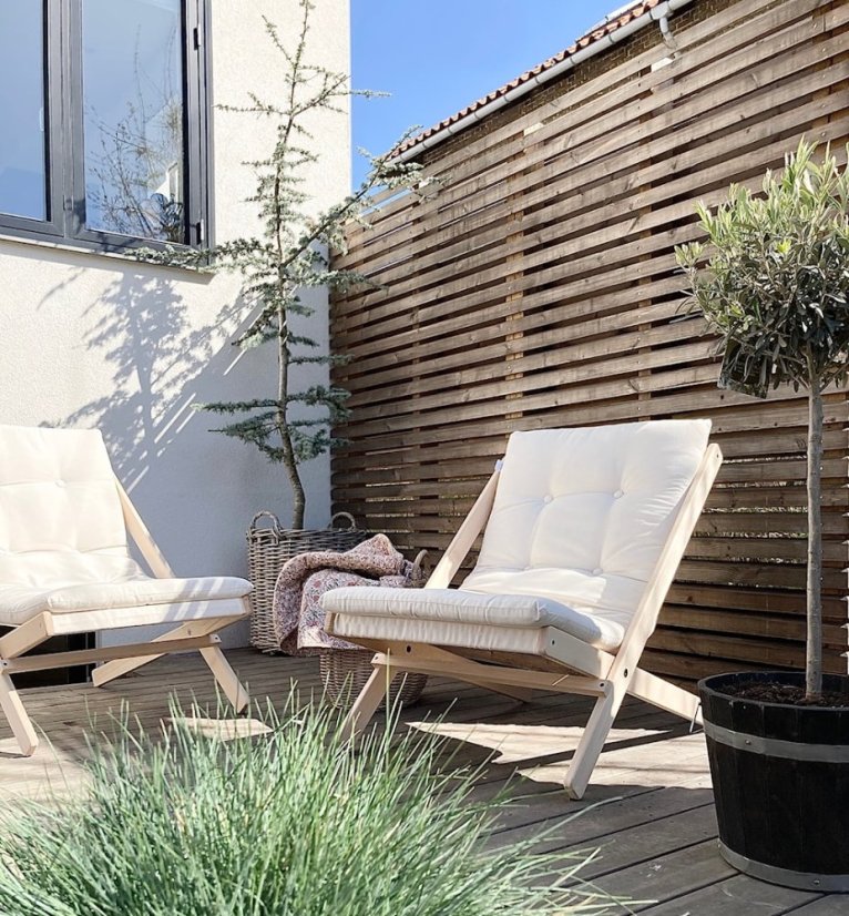 deckchair BOOGIE OUTDOOR - lehátko venkovní (skládací) - rozměr: 65x88x75 cm, Barva: olej (pro exteriér), barva futonu: white