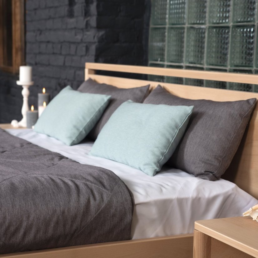 DROP HARD Double Bed (postel z buku) - barva: caramel (lněný olej), rozměr: 200x140x26 cm